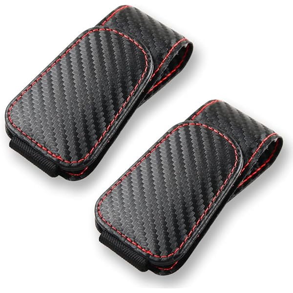 2Pcs Sunglass Holder for Car, Magnetic Leather Eyeglass Hanger Clip for Car Sun Visor, Sunglasses Holder and Ticket Card Clip for Car Visor Accessories (Carbon Fibre Black)