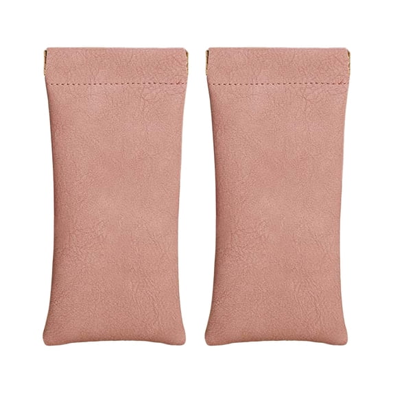 2Pcs Sunglasses Pouch Soft Auto-Closing Stylish Case Faux Leather Anti-Scratch Lining Compact Glasses Bag Microfiber Screen Cleaning Bag