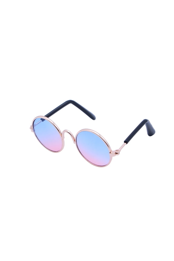 2 Pcs Small Dog Sunglasses for Pet Outdoor Activities Purple Round Style Back to School