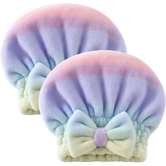2Pcs Super Absorbent Hair Towel Wrap for Wet Hair, Microfiber Hair Drying Caps, Soft and Fast Drying Hair Towel for Home (Green)