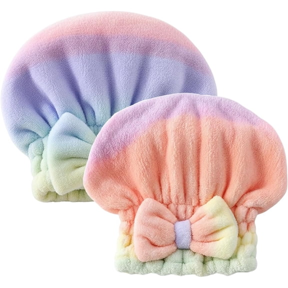2Pcs Super Absorbent Hair Towel Wrap for Wet Hair, Microfiber Hair Drying Caps, Soft and Fast Drying Hair Towel for Home (Kit)