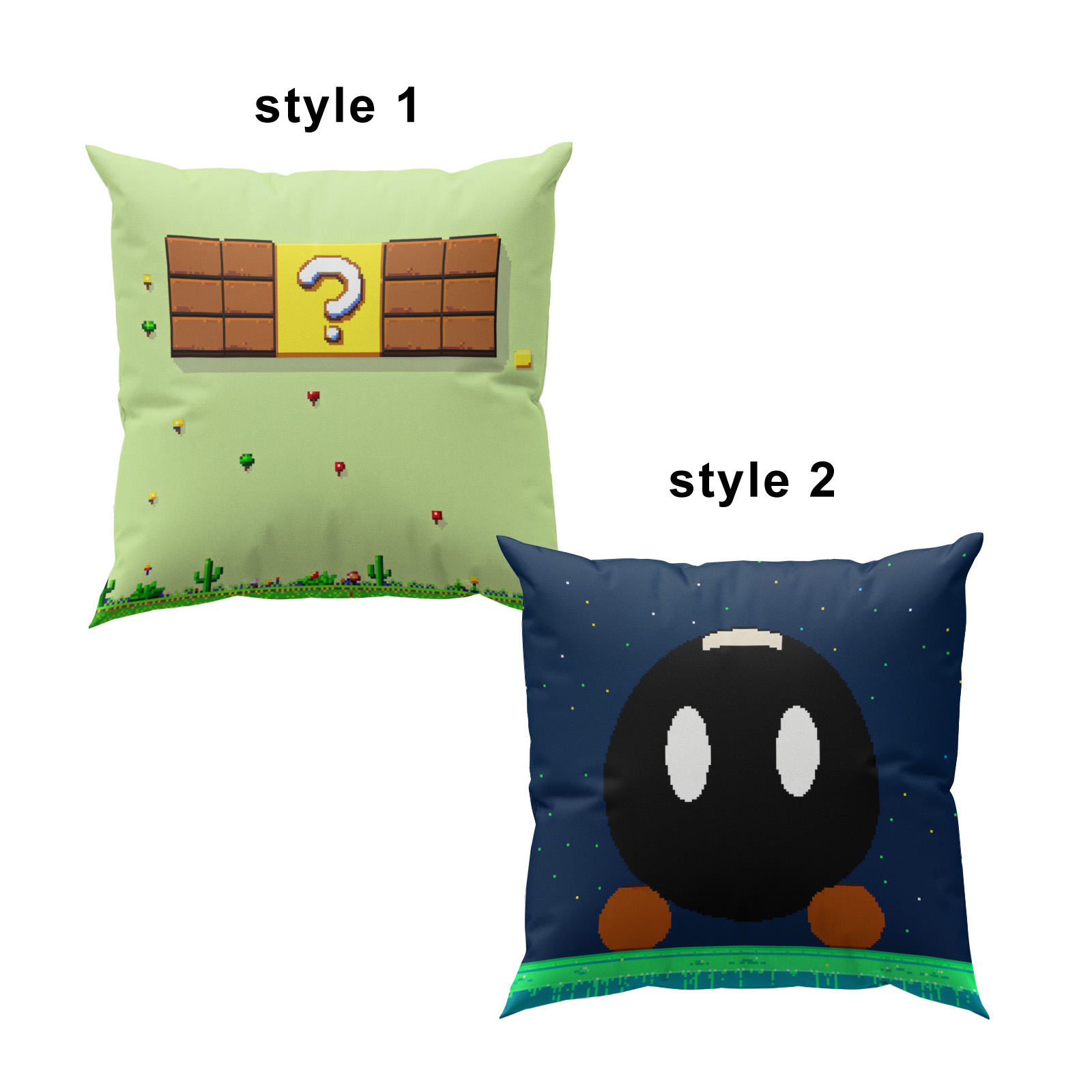 2Pcs Super Bro Pillowcase Cartoon Game Throw Pillow Cover Home