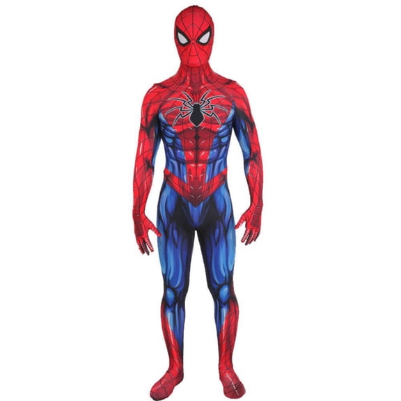 2Pcs Super Spider Hero Cosplay Bodysuit, Halloween Hero Suit, Super Spider Hero Cosplay Zentai Bodysuit Halloween Hero Full Body Jumpsuit Party Costume-Jumpsuit+Mask, XXL