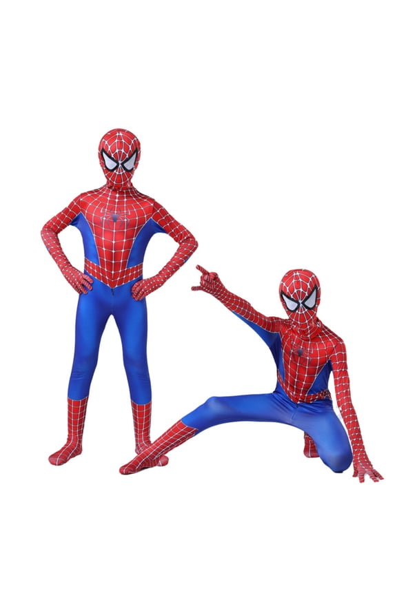 2Pcs Super Spider Hero Costume, Super Spider Hero Full Body Zentai, Hero Cosplay Costume Full Body Zentai Jumpsuit Halloween Fancy Dress Outfit-Jumpsuit+Mask, 110
