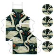 2Pcs Swans and Flowers Versatile Aprons Set Kitchen, Baking,Cooking