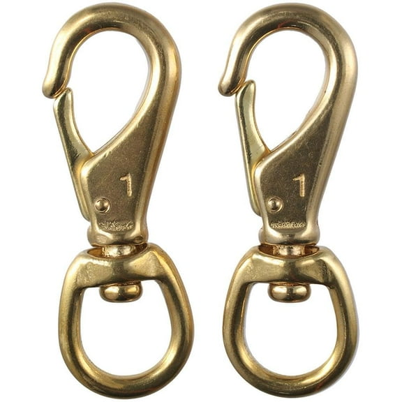 2Pcs Swivel Snap Hooks, Boat Hook, 3-1/4" Pet Rope Clips, 3/4" Swivel Eye Diving Clips for Straps, Luggage, Leathercarft, Solid Brass