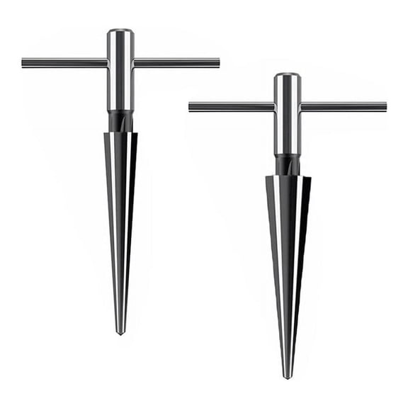 TOP! 2Pcs T Handle Taper Reamer Set,6 Fluted Chamfer Reaming Guitar Bridge Pin Hole Tapered Reamers Tool Round
