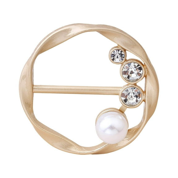 2Pcs T-Shirt Clip Under $5! Yannianjz Fashionable T-Shirt Clip, Pearl and Rhinestone Alloy Button, Round Scarf Clasp for Clothing, Blouse Decor, Gift for Her, Elegant Wardrobe Accessory
