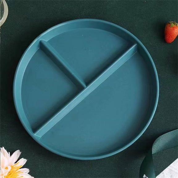 2Pcs T-Style Dinner Plate E/ 2 Piece T Grid Plate 4 Grid Plate Color Household Dinner Plate Microwave Oven Available Reusable