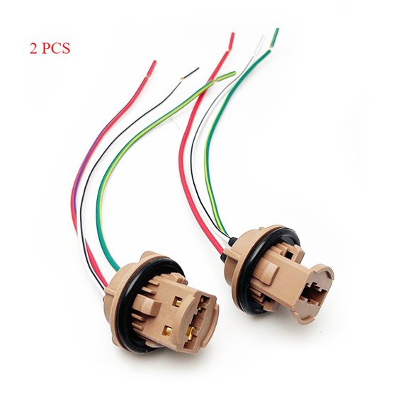 2Pcs T20 7443 Bulb Socket Base Adapter Wire Harness Pigtail for Brake Tail Turn Signal Light 12V