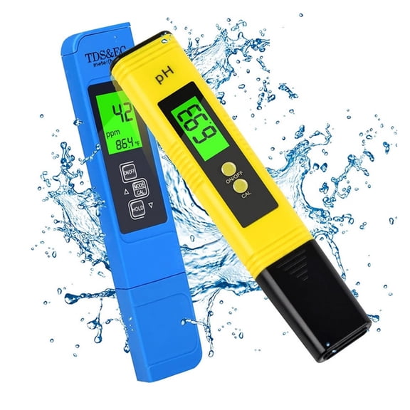 2Pcs TDS Meter Digital Water Tester Digital 0.0-14.0 PH Meter Tester 0-9990ppm TDS&EC LCD Water Purity PPM Aquarium Filter ,Reliable