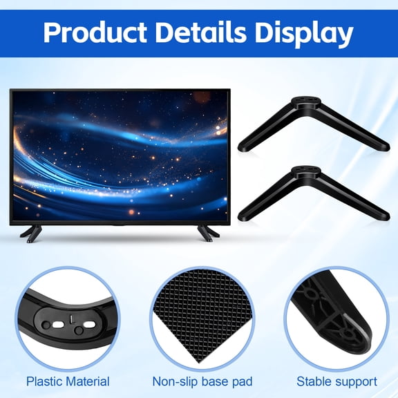 Toyandona TV Stand Mount Black Plastic Easy Installation Non-Slip Base Pad