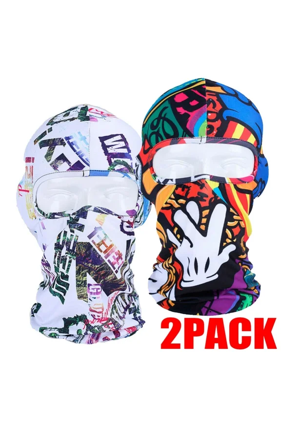 2Pcs Tactical Balaclava Face Mask Uv Protection Ski Sun Hood Cover For Men Women