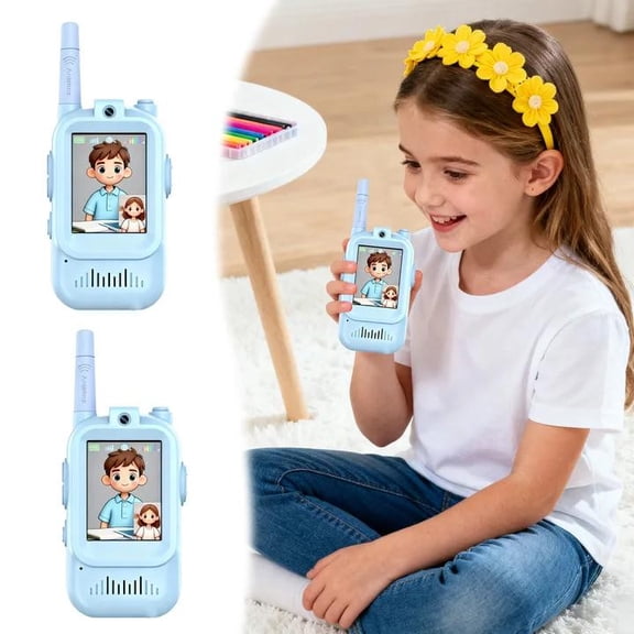 2Pcs Talkies For Kids Video Talkies 2 Pack With Screen Display Rechargeable For Ages 3 12 Voice Changer & Real Video Chat Long Range For Boys