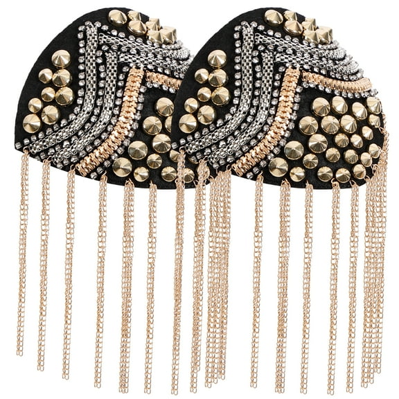 2Pcs Tassel Chain Shoulder Epaulets Rivet Shoulder Epaulets Shoulder Epaulet Shoulder Applique