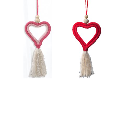 2Pcs Tassel Ornament Under $5! Yannianjz Heart Tassel Ornament, Love Themed Wall Hanging, Decorative Car Hanging, Gift for Valentine, Bedroom Decor, Handwoven Tassel Pendant, Boho Style Home Decor