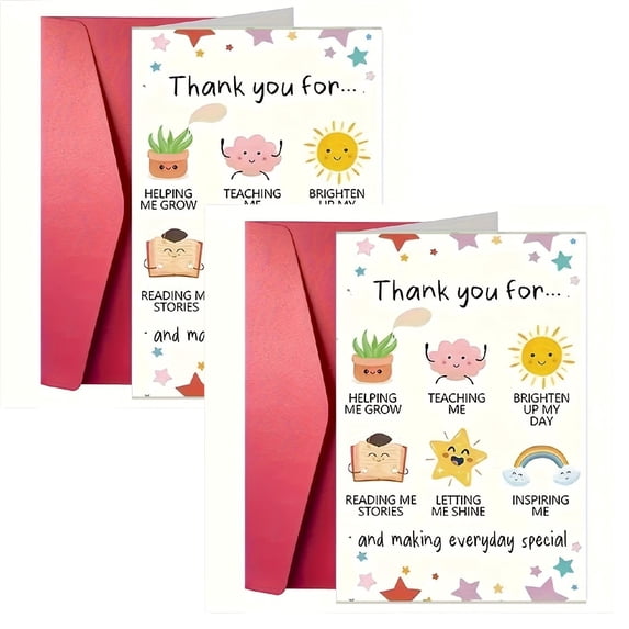 2Pcs Teacher Appreciation Card Teacher Appreciation Gift Card Bulk Teacher'S Day Teacher Teacher Card Teacher Appreciation Gift Of The Year (Thanks) Greeting Card