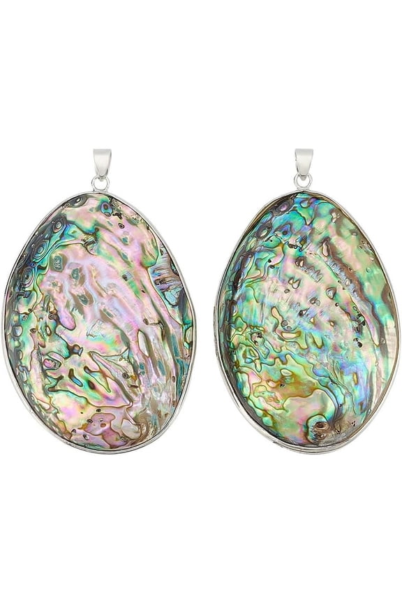 2Pcs Teardrop Natural Abalone Pendants Abalone Shell Charms Platinum Paua Shell Pendant for Women Earring Bracelets Necklace Costume Jewelry Making for DIY