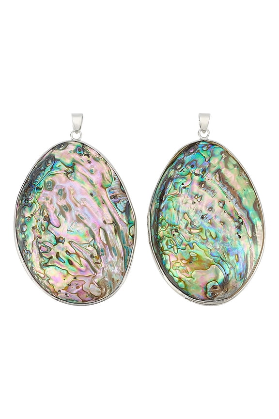 2Pcs Teardrop Natural Abalone Pendants Abalone Shell Charms Platinum Paua Shell Pendant for Women Earring Bracelets Necklace