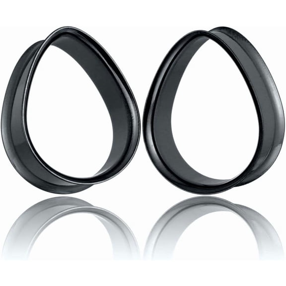 2Pcs Teardrop Shaped Ear Plugs Tunnels Gauges intended for Ears, Cute Ear Gauges Earrings for Women, hypoallergenic skin-friendly Surgical Stainless Steel Body Piercing Tunnels Jewelry[r840]