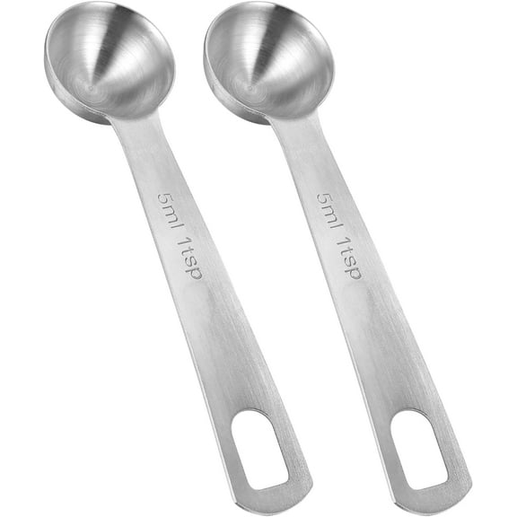 2Pcs Teaspoon Measuring Spoons 5ml, Stainless Steel Mini Teaspoon Measuring Spoons for Kitchen Cooking Kitchen CookingSpoon CoffeeSpoon, CreatineSpoon, SteelScoopers Protein Teaspoons