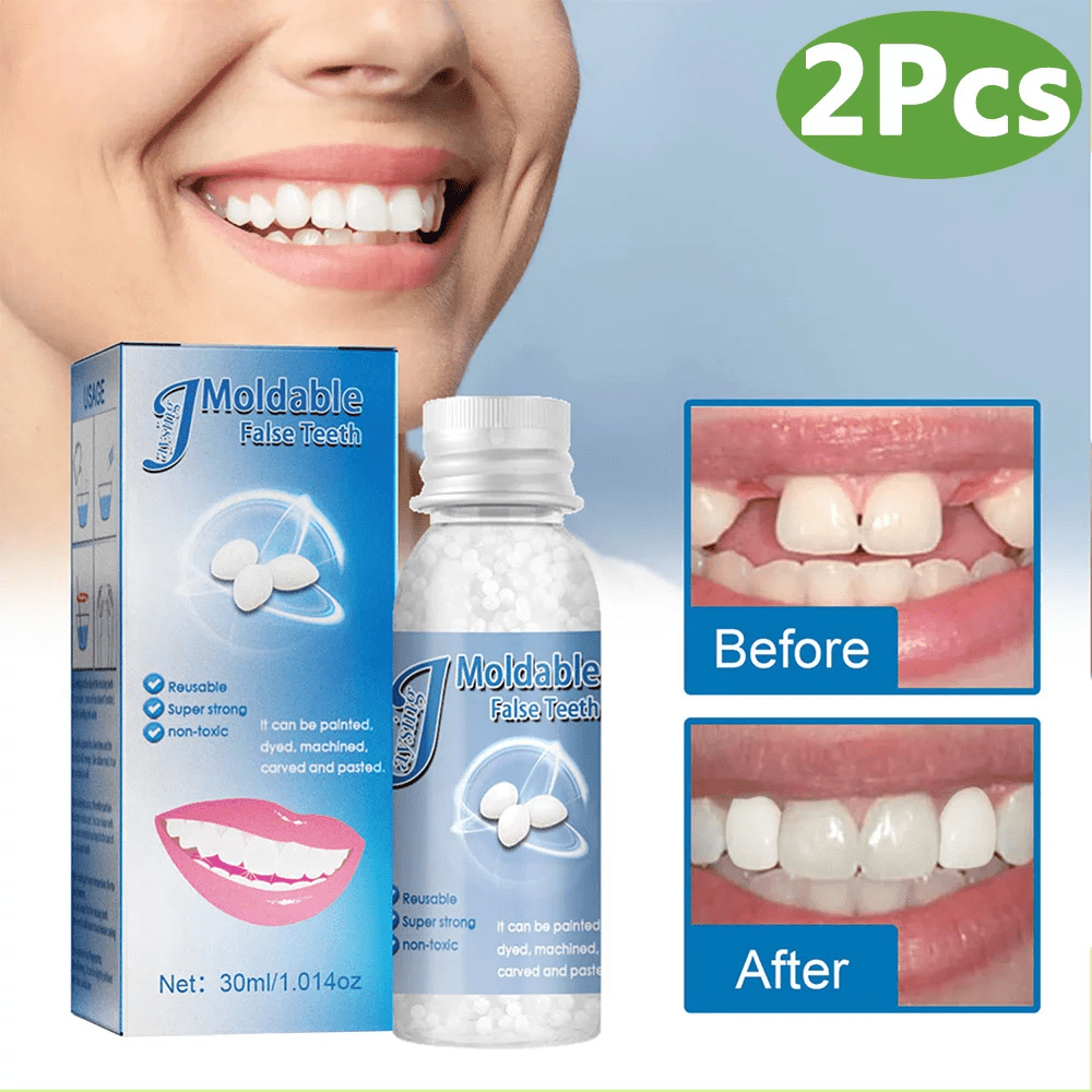 2Pcs Teeth Repair Kit, Temporary False Teeth Moldable False Teeth for Snap on Instant and Confident Smile
