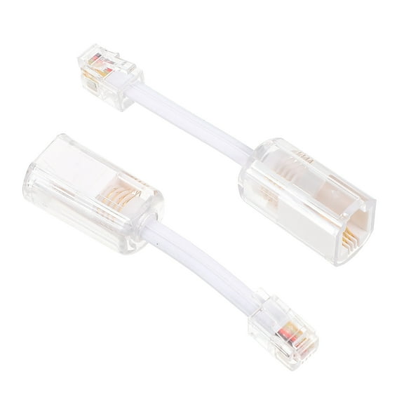 2Pcs Telephone Line Splitter White Pc Pvc Copper Abs Anti Tangle for Cord and General Users