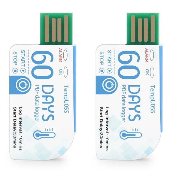 2Pcs TempU05s USB Temperature Data Logger 60 Day Single Use Temperature Analyzer PDF Report USB Temperature Logger