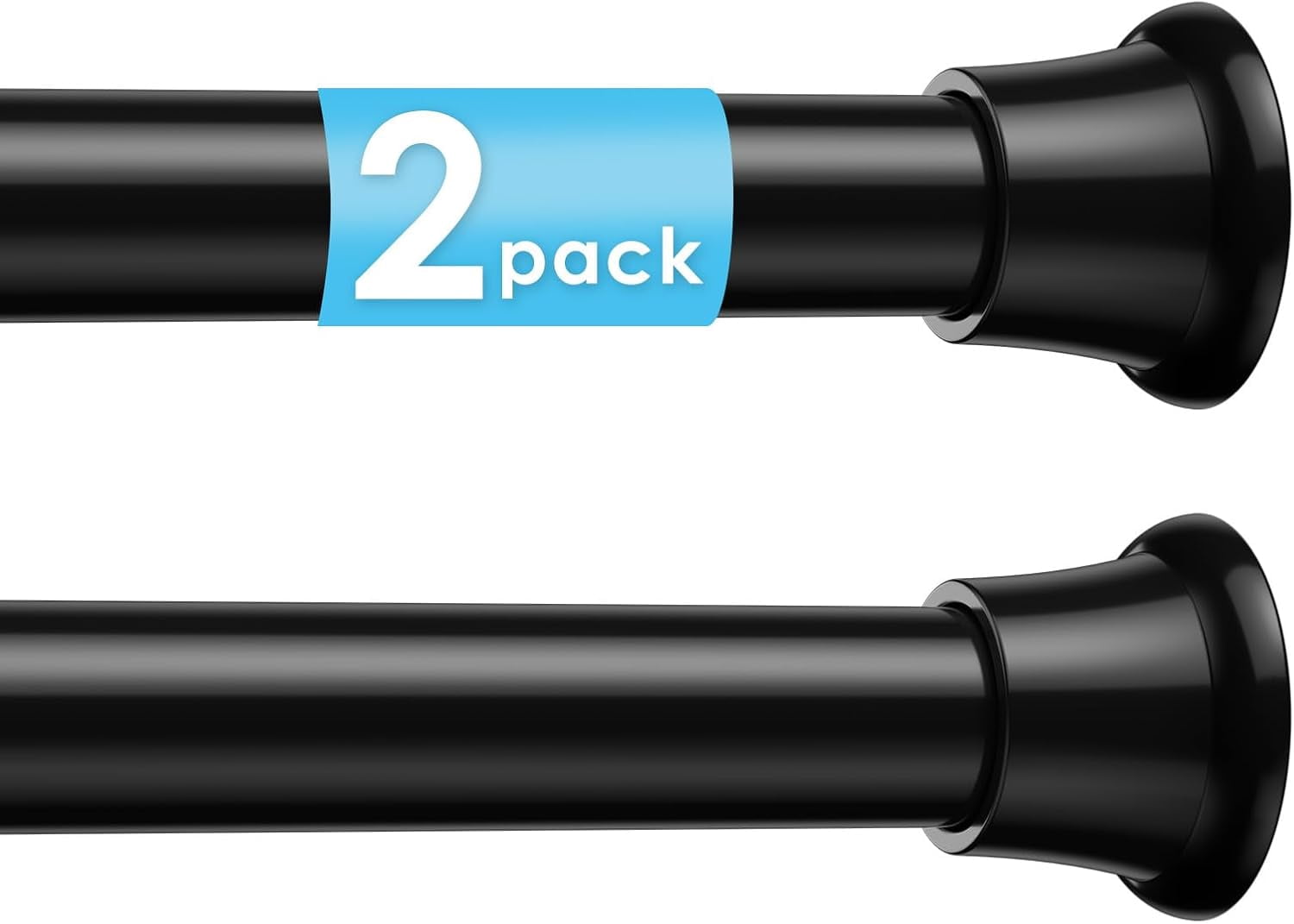 2Pcs Tension Curtain Rod 31 To 76 Inch Black Shower Curtain Rod No ...