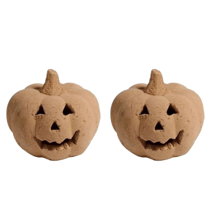 2-Piece Fall Decorative Pumpkins - Realistic Resin Carved Pumpkins With Leaves & Vines For Table, Mantel, Thanksgiving