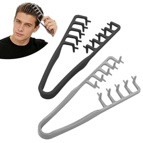 2Pcs Texture Comb, Volume Hair Comb Wide Tooth Comb for Curls, Barber Wide & Fine-Toothed Dual-Purpose Styling Comb, ABS Plastic Texturizing Hair Tool (Black+Gray)