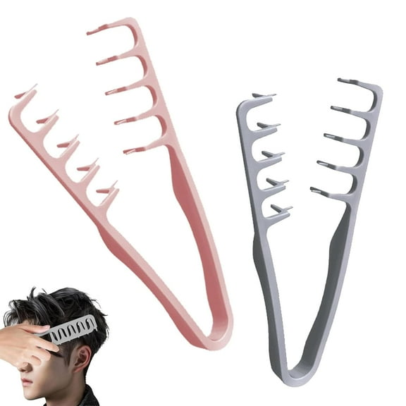 2Pcs Texture Comb, Volumizing Wide-Tooth Texture Hair Styling Comb, Fluffy Wide Tooth Curly Hair Comb, Fluffy Curly Hair Comb for Volume & Fringe Parting, Anti-Frizz Styling Tool for Men & Women