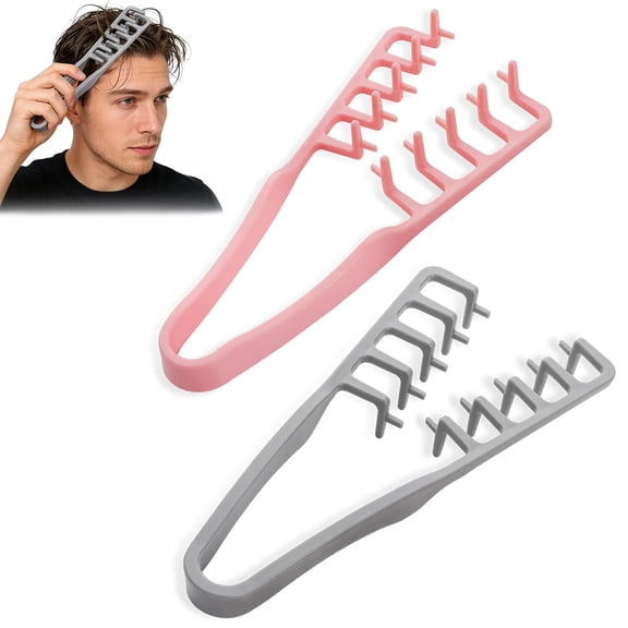 2Pcs Texture Comb, Volumizing Wide Tooth Texture Hair Styling Comb, Fluffy Wide Tooth Curly Hair Comb, Fluffy Curly Hair Comb for Volume Fringe Parting, Anti-Frizz Styling Tool for Men Women