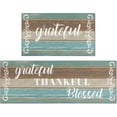 thumbnail image 1 of 2Pcs Thankful Kitchen Rugs Set of 2 Floor Mats for Cooking Non Slip Waterproof Standing Kitchen Runner Mats17"x47"+17"x30", Teal Blue, 1 of 7