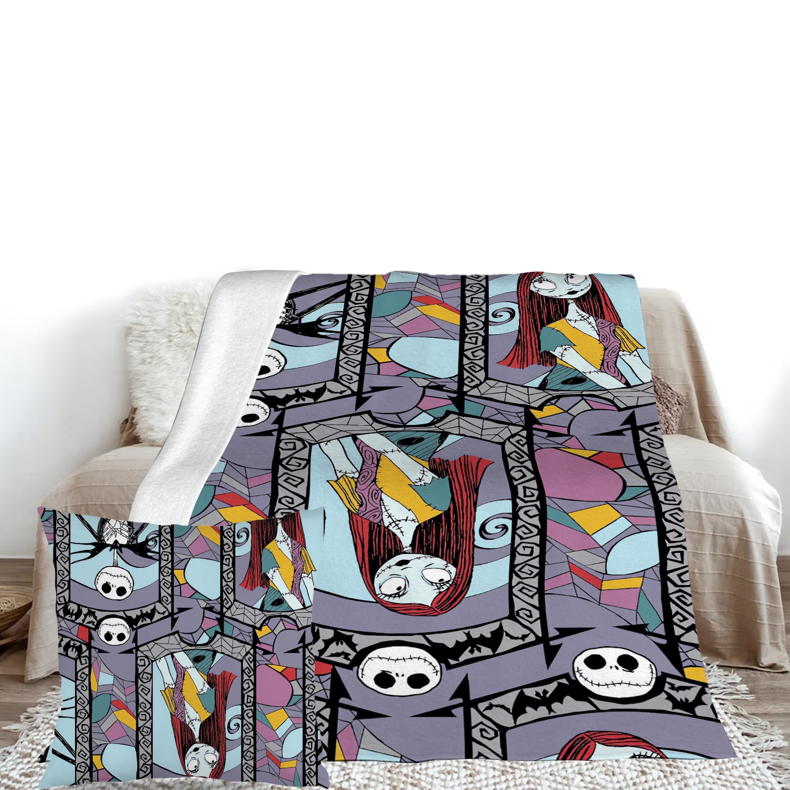 2Pcs The Nightmare Before Christmas blanket with Pillow Case Warmth