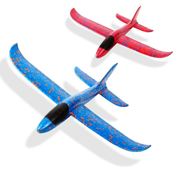 2Pcs Throwing Foam Airplane Toys 13.5 Inches Flying Glider Inertia Plane Manual Circling Functions Flying Aircraft Fun Best Outdoor Fun for Kids Children Boys Girls