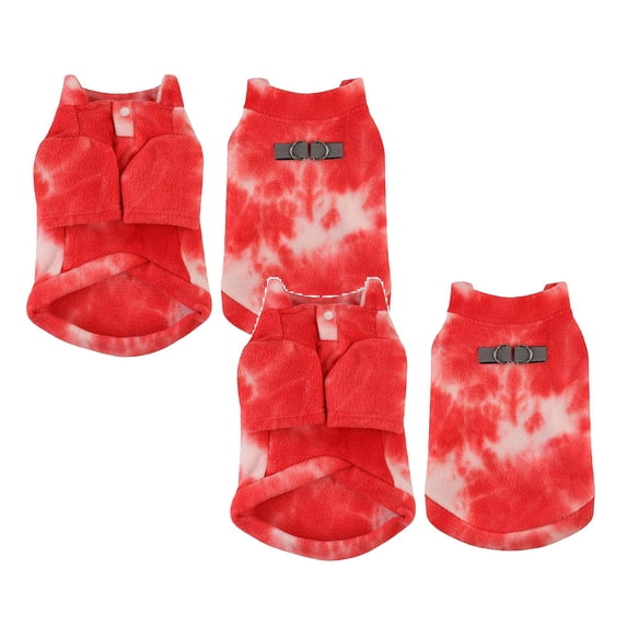 2Pcs Tie Dye Dog Sweater Sweatshirt Reflective Puppy Jacket Winter Coat with D Ring Leash Soft Turtleneck Pet Vest Clothes for Small Dogs Boy Girlï¼Multicolorï¼ Pet Clothes Happy 2026!