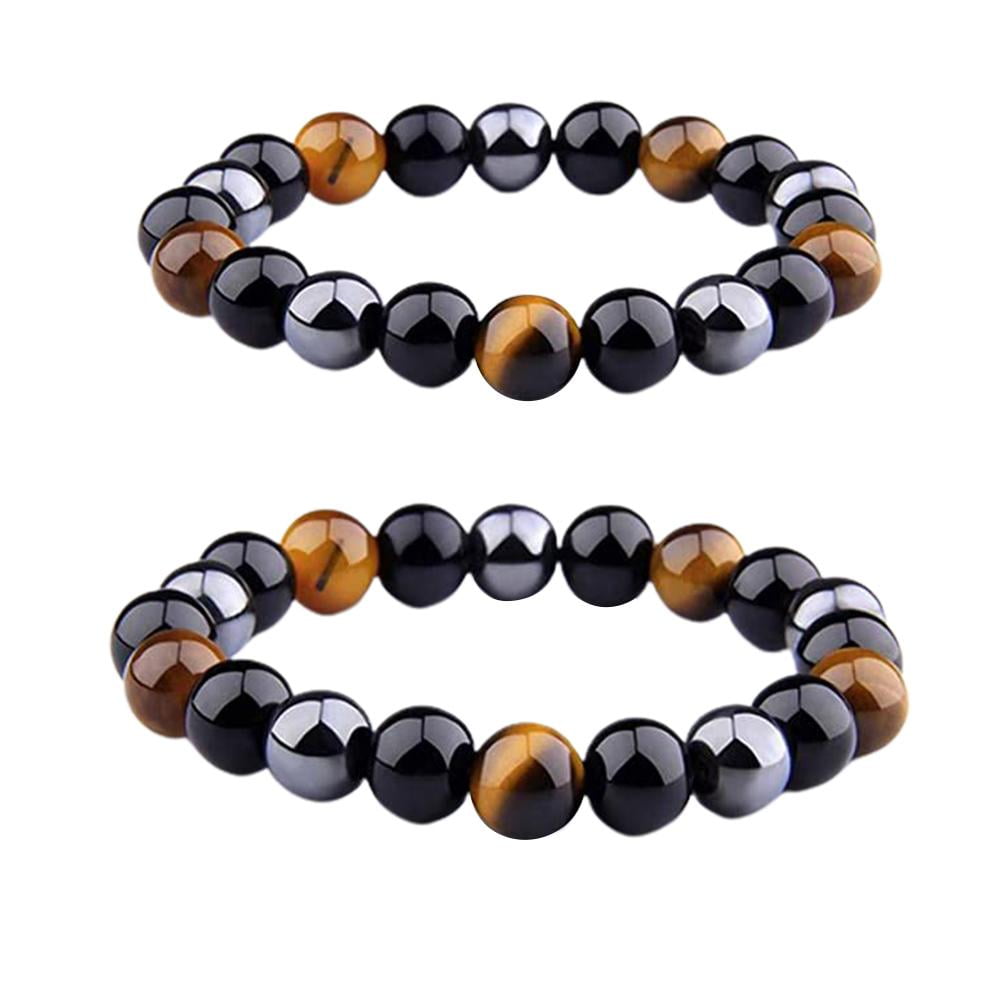 Hematite and tiger's deals eye bracelet 2pcs set