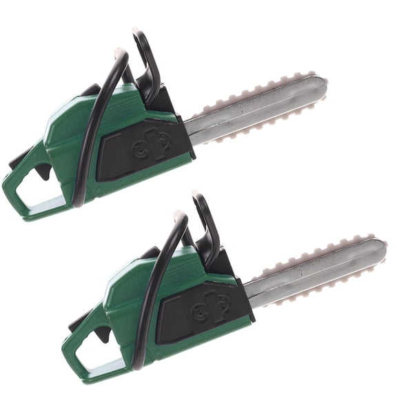 2-Pack Mini Green PVC Chainsaw Toy Props for Kids, Small Size Play Accessories