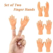 2Pcs Tiny Finger Hands, Soft Rubber Mini Tiny Finger Hands, Flat Hand Style Mini Hand Finger Puppets for Puppet Show, Party Favors