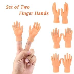2Pcs Tiny Finger Hands, Soft Rubber Mini Tiny Finger Hands, Flat Hand Style Mini Hand Finger Puppets for Puppet Show, Party Favors
