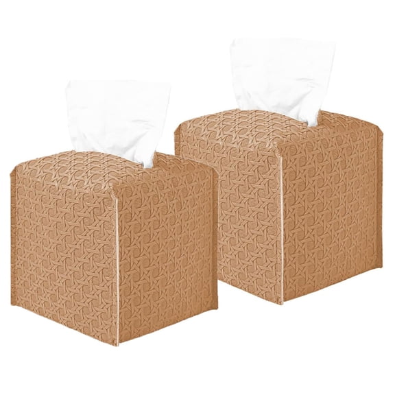 2Pcs Tissue Box Cover, Leather Tissue Box Holder, Square Tissue Holders for Bathroom, 5"x5"x5"