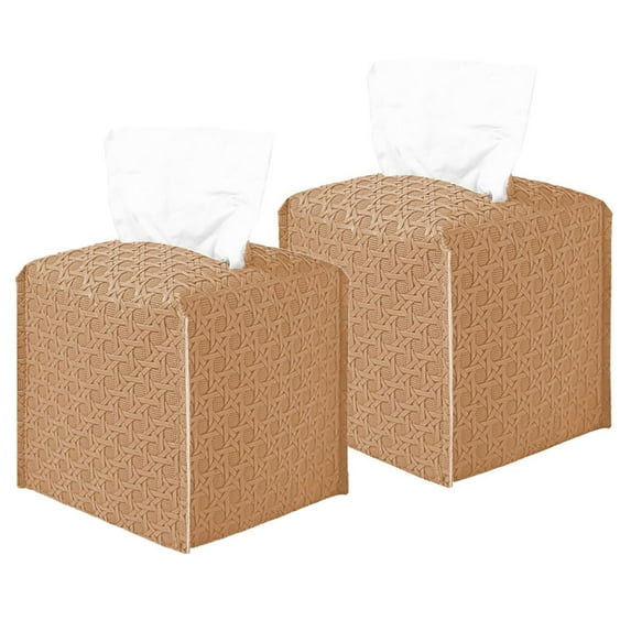 2Pcs Tissue Box Cover, Leather Tissue Box Holder, Square Tissue Holders for Bathroom, 5"x5"x5"