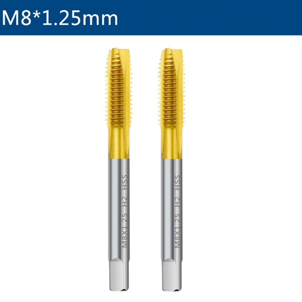 Uxcell 2-Pack M10 X 1.5 Left-Hand Straight Flute Thread Tap – Titanium-Coated M35 Cobalt Steel, H2 Accuracy, For Machine Tapping (Not For Hand Use)