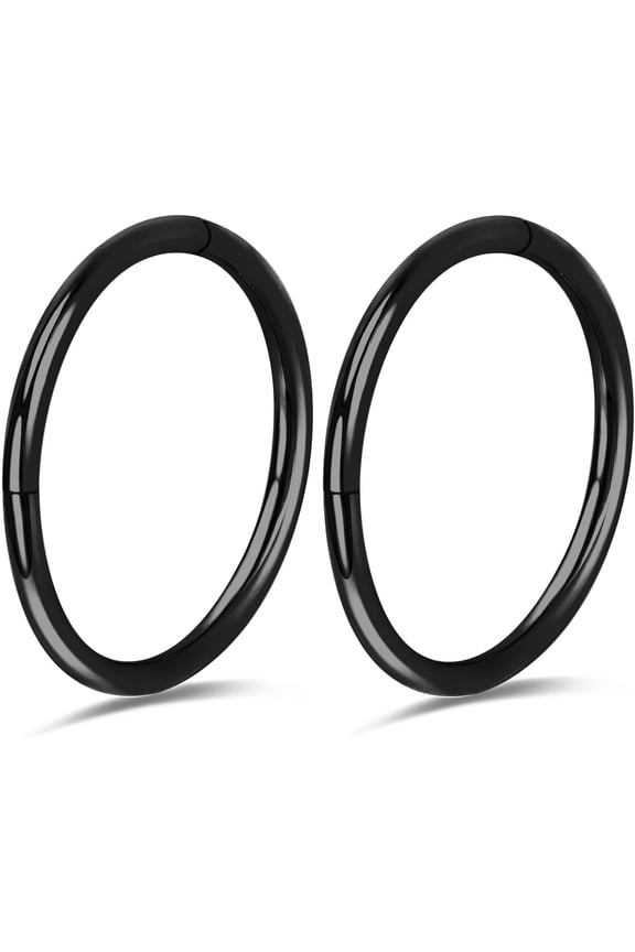 2Pcs Titanium Nose Rings 20G 18G 16G Nose Rings Hoops Clicker Hinged Segment Cartilage Helix Tragus Conch Daith Piercing Earring, 5mm 12mm Silver-Gold-Rose Gold-Black Septum Ring Rook[c606]