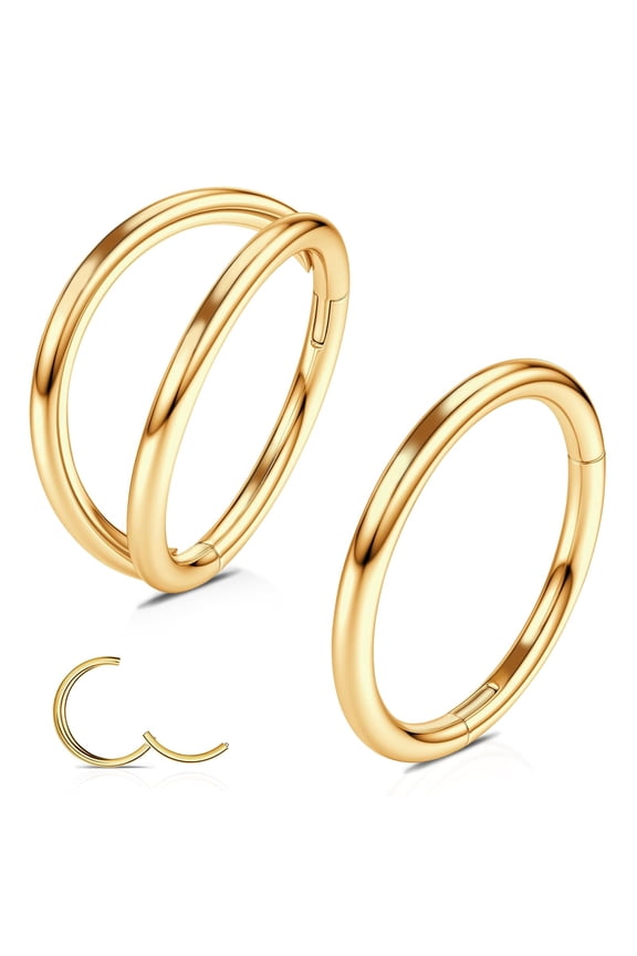 2Pcs Titanium Nose Rings for Women: Hypoallergenic Double Hoop Nose Rings Cartilage Earrings Conch Tragus Rook Piercing Jewelry 16G 18G 20G 6MM 8MM 10MM
