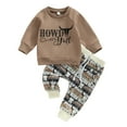 thumbnail image 1 of 2Pcs Toddler Baby Boy Western Clothes 6M 12M 18M 24M 3Y Cow Print  Pullover Sweatshirt Tops+Jogger Pants Fall Winter Outfits, 1 of 10