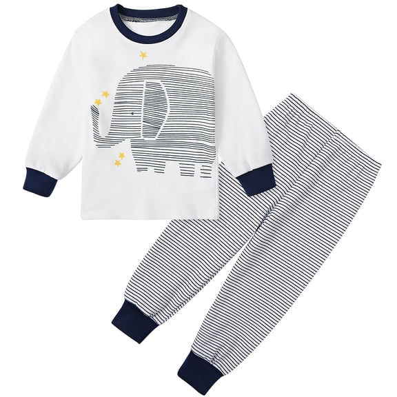 2Pcs Toddler Baby Boys Clothes Sets, Uccdo Kids Cartoon Printed Hoodies Sweatshirt + Pants Outfits Loungewear Pajamas Set, Size 0-6T