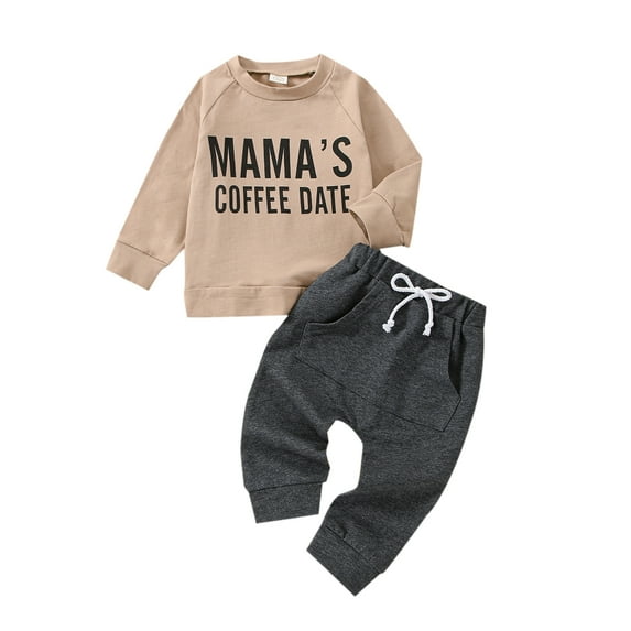 2Pcs Toddlers Boys Outfit, Letter Print Sweatshirt + Long Pants Set