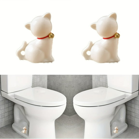 2Pcs Toilet Bolt Caps Tall White Ceramic Lovely Cat,Animal Shape Toilet Floor Bolts Covers Replacement Bathroom Decor Avoid Rusting Toilet Bolts Cover